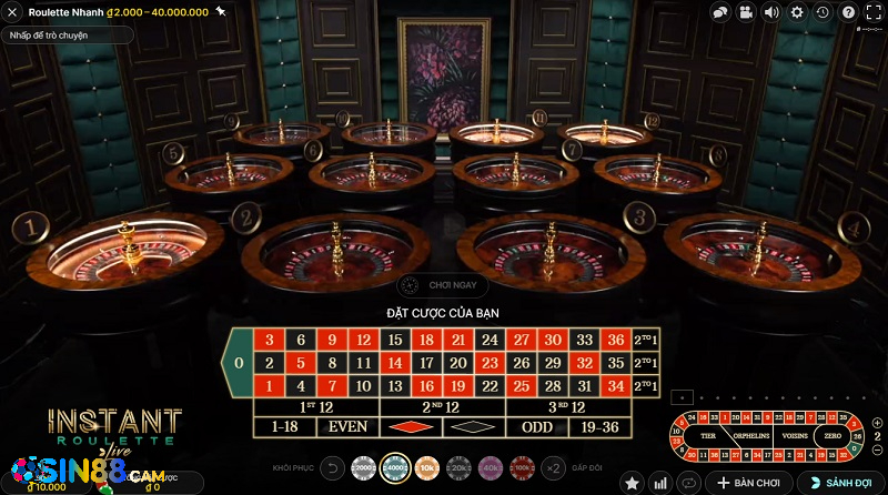 Tiến hành chơi game Roulette với quy tắc đặt cược theo hàng